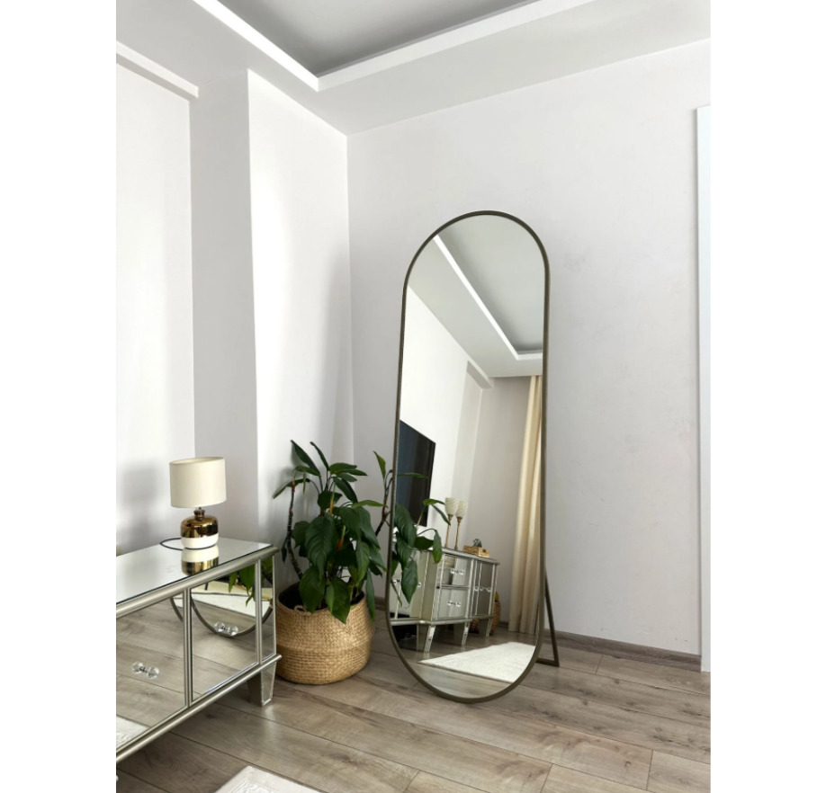 ESKİTME METAL ÇERÇEVELİ 180X60 CM ELİPS AYAKLI BOY AYNASI