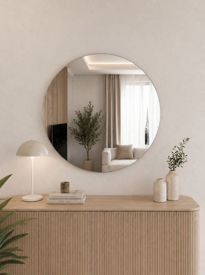 80 CM ÇERÇEVESİZ YUVARLAK AYNA