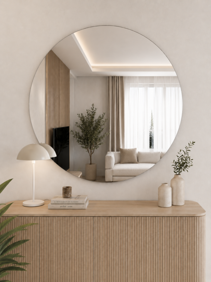 90 CM ÇERÇEVESİZ YUVARLAK AYNA