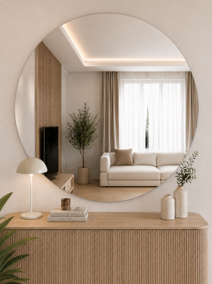 100 CM ÇERÇEVESİZ YUVARLAK AYNA