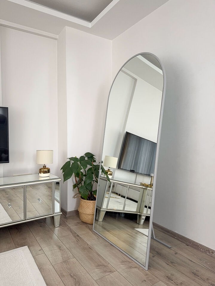 180X80 CM GRİ OVAL AYAKLI BOY AYNASI