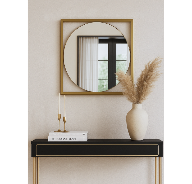 Gold Metal Çerçeveli 50 Cm Dekoratif Ayna