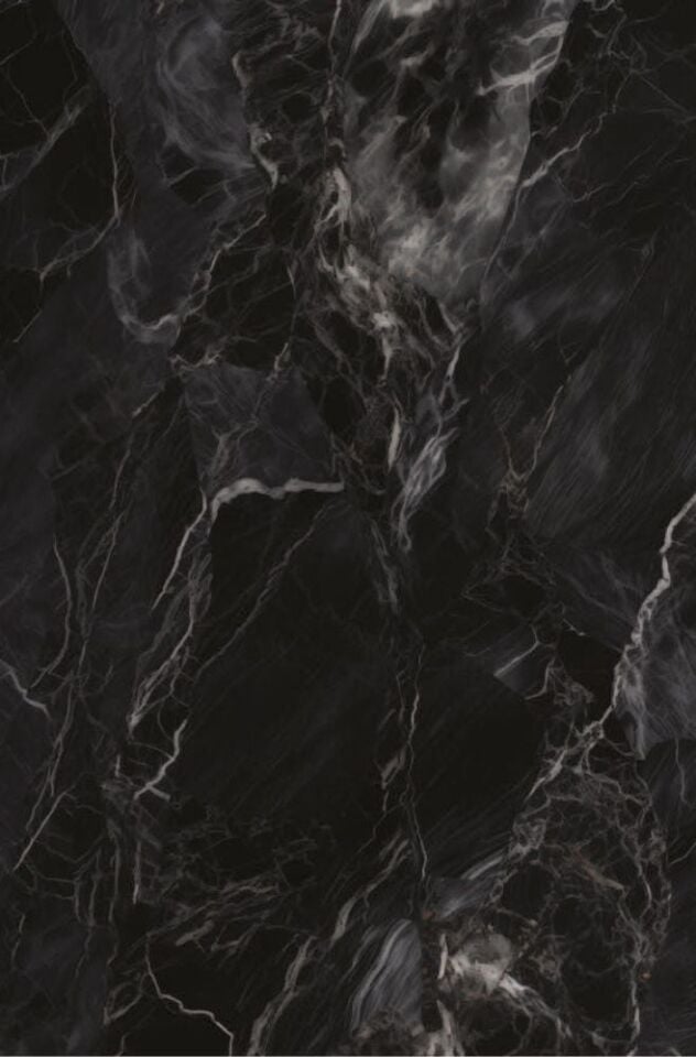 Siyah Mermer Desenli Modern 100 CM Yemek Masası 8 MM Temper Cam ( SADECE MASA )