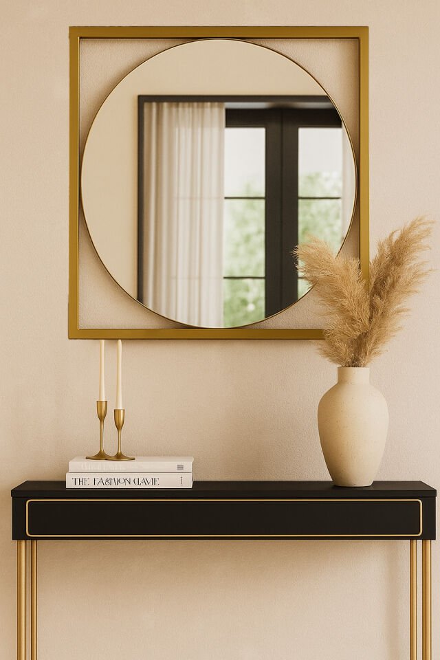 Gold Metal Çerçeveli 70 Cm Dekoratif Ayna