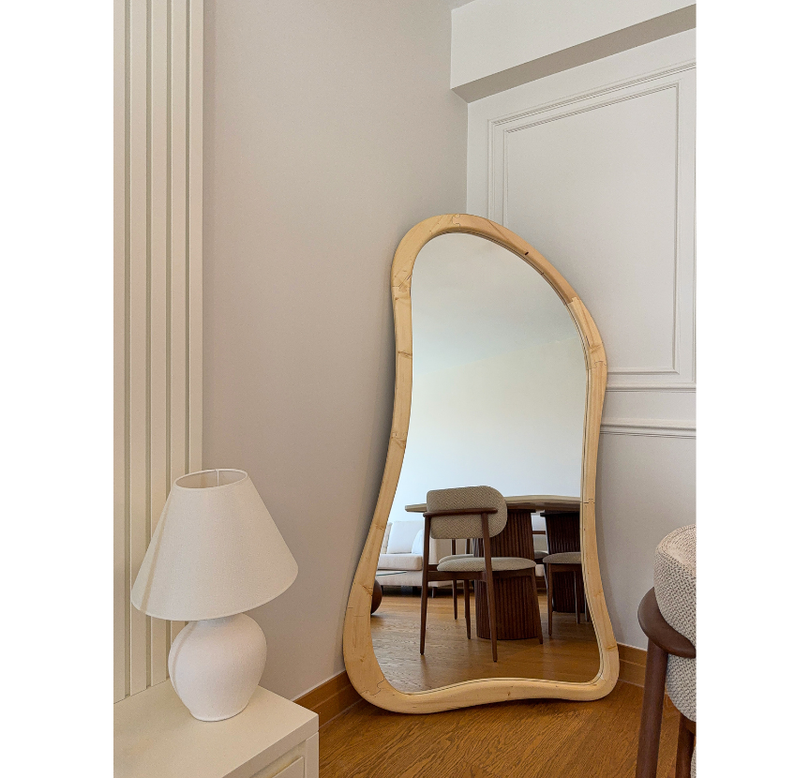 DOĞAL AHŞAP ÇERÇEVELİ 180X100 CM ( NATUREL ) AYAKLI BOY AYNASI