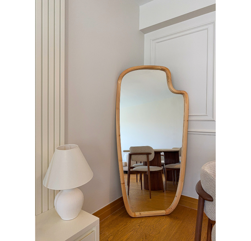 DOĞAL AHŞAP ÇERÇEVELİ 180X100 CM ( NATUREL ) AYAKLI BOY AYNASI