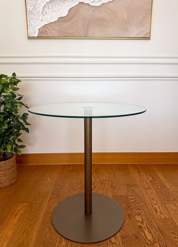 Modern 70 CM Yemek Masası 8 MM Temper Cam ( SADECE MASA )