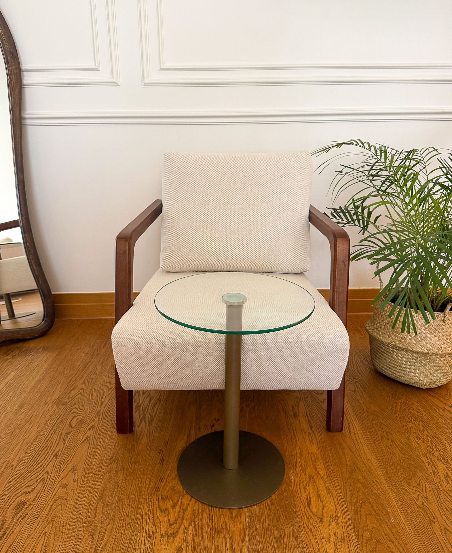 Modern 40 CM Zigon Yan Sehpa 8 MM Temper Cam