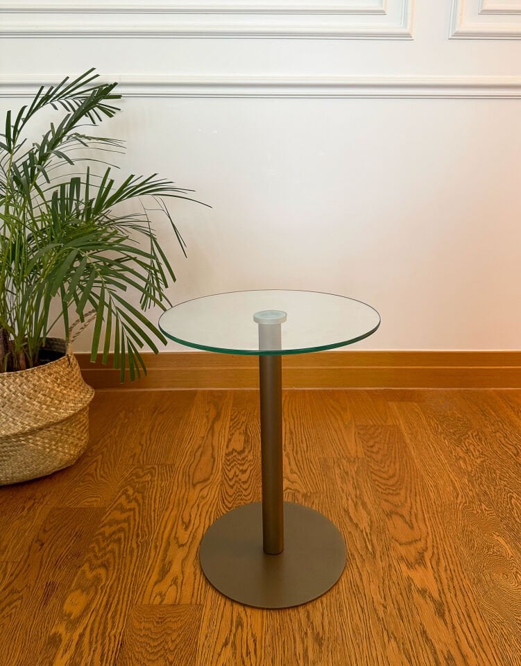 Modern 40 CM Zigon Yan Sehpa 8 MM Temper Cam