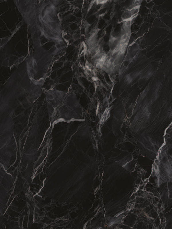 Siyah Mermer Desenli Modern 40 CM Zigon Yan Sehpa 8 MM Temper Cam