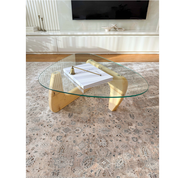 Orta Sehpa - Naturel Renkli Asimetrik Model 90X65 Cm ( Temperli Cam )