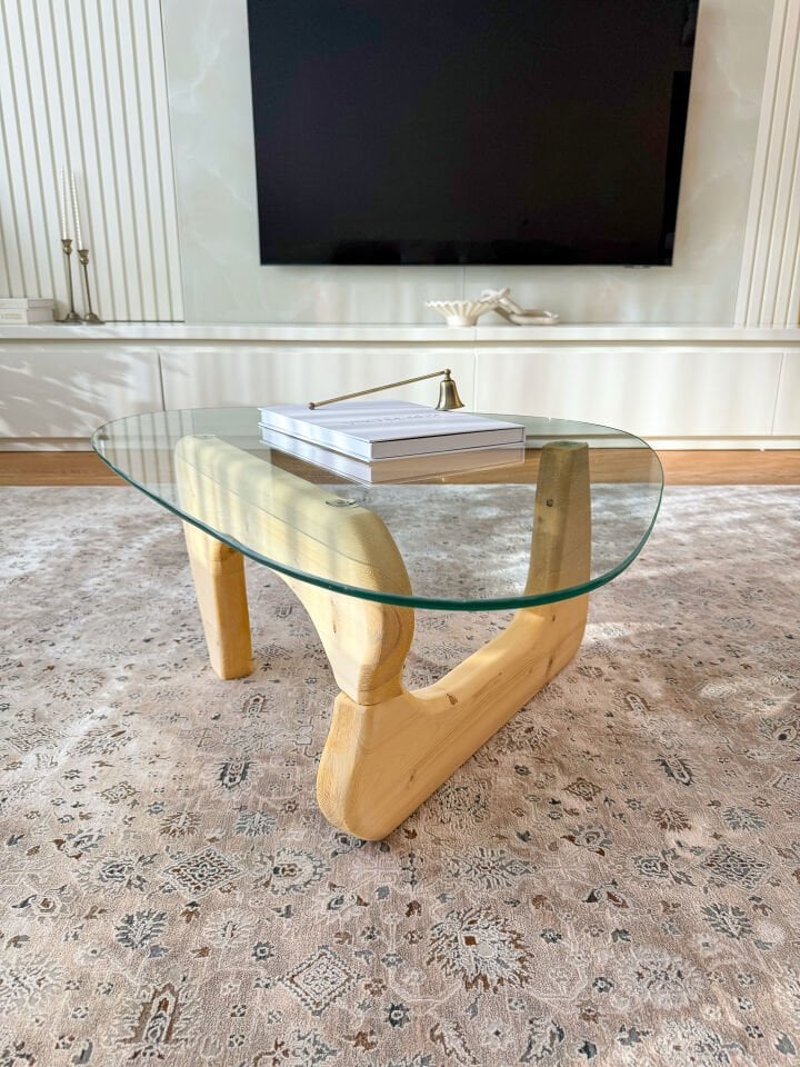 Orta Sehpa - Naturel Renkli Asimetrik Model 90X65 Cm ( Temperli Cam )