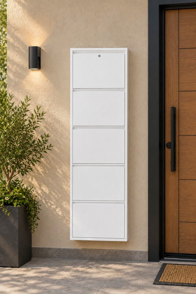 KİLİTLİ BEYAZ 5 KAPAKLI METAL AYAKKABILIK