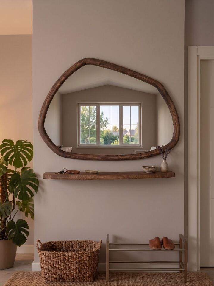DEKORATİF ASİMETRİK MODEL 110X80 CM AYNALI DRESUAR - RAF