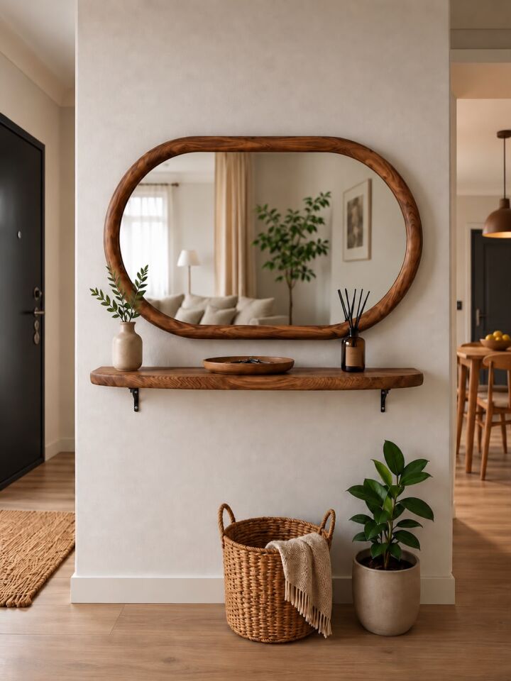 DEKORATİF ELİPS MODEL 110X70 CM AYNALI DRESUAR - RAF
